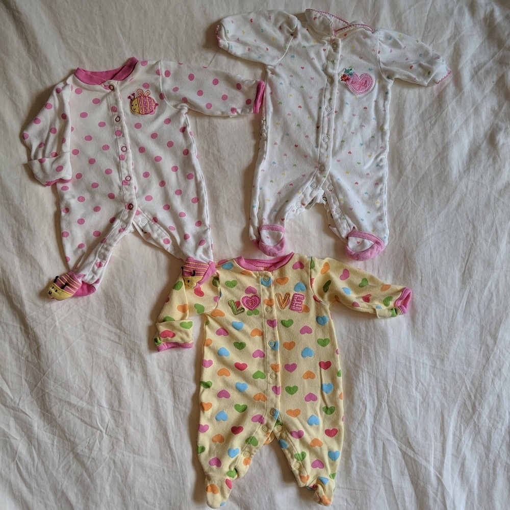 7 Piece Baby Girl Bundle - Newborn Size Sleepers